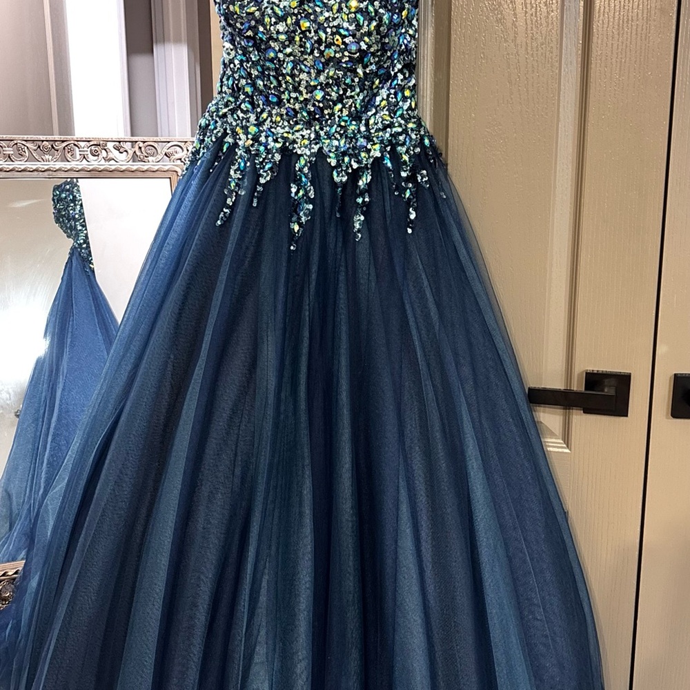Alyce Paris Navy Dress with Sequin Details